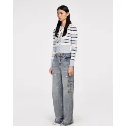 Herlian Detachable Navy Collar Striped Sweater Blue