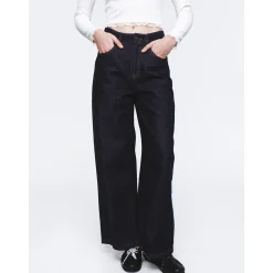 Herlian Embroidery Bow Wide-Leg Denim Pants