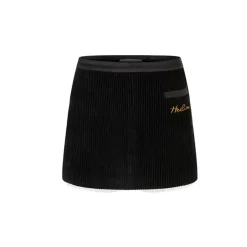 Herlian Embroidery Logo Corduroy Skirt Shorts Black