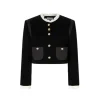 Herlian Lace Collar Corduroy Short Coat Black