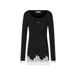 Herlian Lace Edge Slim-Fit Dress Black