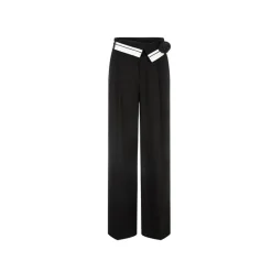 Herlian Plush Flower Flap Suit Pants Black