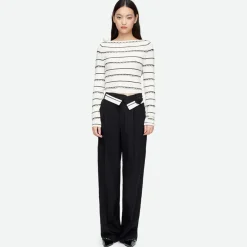 Herlian Plush Flower Flap Suit Pants Black