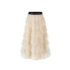 Herlian Rhinestone Logo Waist Gauze Skirt Cream