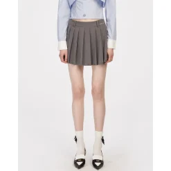 Herlian Rivet Pleated Skirt Grey