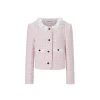 Herlian Ruffle Collar Shoulder Padded Jacket Pink