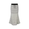 Herlian Striped Drawstring Hollow Knitted Fishtail Skirt