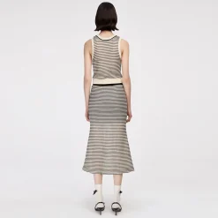 Herlian Striped Drawstring Hollow Knitted Fishtail Skirt