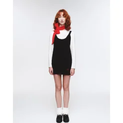 Herlian Twist A-Line Knitted Vest Dress Black