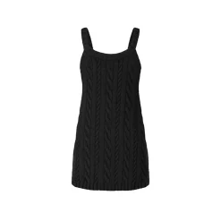 Herlian Twist A-Line Knitted Vest Dress Black