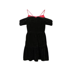 Jac Fleurant Color Blocked Velvet Glitter Sling Dress