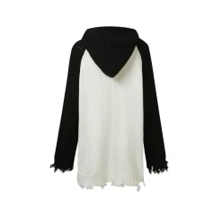 Jac Fleurant Color Blocked Destroyed Knit Hoodie Black