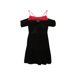Jac Fleurant Color Blocked Velvet Glitter Sling Dress