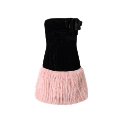 Jac Fleurant Color Blocked Bow-Knot Velvet Dress