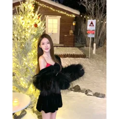 Jac Fleurant Color Blocked Velvet Glitter Sling Dress