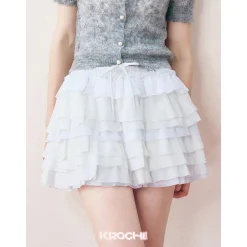 Kroche A-Line Ballet Fluffy Skirt White