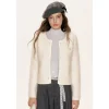 Kroche Blended Rabbit Hair Short Knit Cardigan White