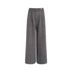 Kroche Blended Woolen Elastic-Waist Knit Pants Gray