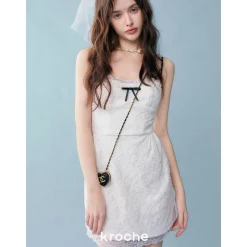 Kroche Bow Lace Patchwork Sling Dress