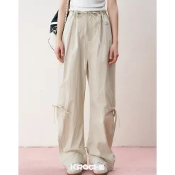 Kroche Bow Ties Thin Cargo Pants Khaki