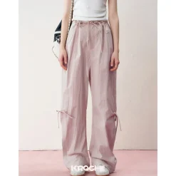 Kroche Bow Ties Thin Cargo Pants Pink