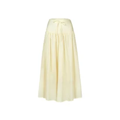 Kroche Bow Wrinkle Lace Edge Long Skirt Yellow