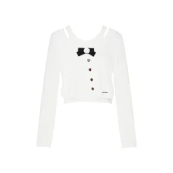 Kroche Camellia Silk Wool Twin-Set Top White