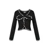 Kroche Color Blocked Bow Tie Knitted Cardigan Black