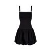Kroche Color Blocked Bow Patchwork Bud Dress Black