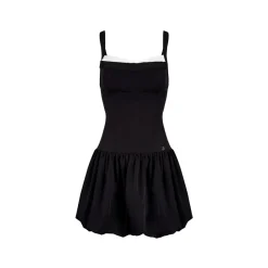 Kroche Color Blocked Bow Patchwork Bud Dress Black