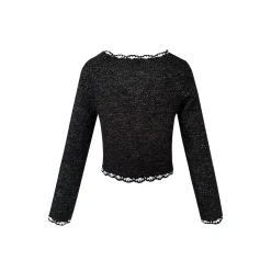 Kroche Color Blocked Bow Tie Knitted Cardigan Black