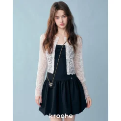 Kroche Color Blocked Bow Patchwork Bud Dress Black