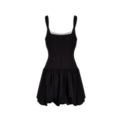 Kroche Color Blocked Bow Patchwork Bud Dress Black