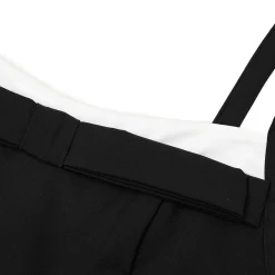 Kroche Color Blocked Bow Patchwork Bud Dress Black
