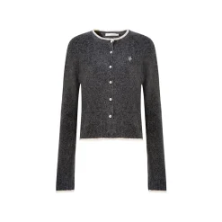 Kroche Color Blocked Edge Woolen Cardigan Gray