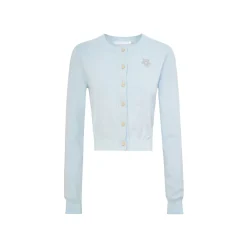 Kroche Color Blocked Floral Embroidery Cardigan Baby Blue