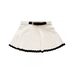 Kroche Color Blocked Pleated Knit Skirt White
