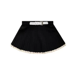 Kroche Color Blocked Pleated Knit Skirt Black