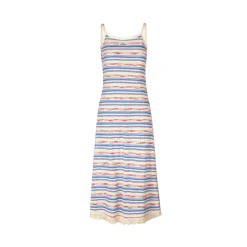 Kroche Color Blocked Tassel Striped Dress Blue And Pink