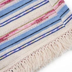 Kroche Color Blocked Tassel Striped Dress Blue And Pink