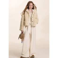 Kroche Curly-Fur Teddy Short Thicken Jacket
