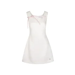 Kroche 3D Bow Color Blocked Satin Dress White