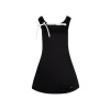 Kroche 3D Bow Color Blocked Satin Dress Black
