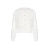Kroche 3D Bow Sparkly Sequin Woolen Cardigan White