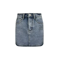 Kroche Denim Logo Embroidery Skirt Blue