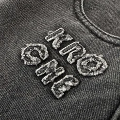 Kroche Denim Logo Embroidery Skirt Grey