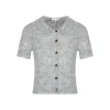 Kroche Diamond Hollow Out Knit Top Gray