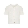 Kroche Diamond Hollow Out Knit Top White