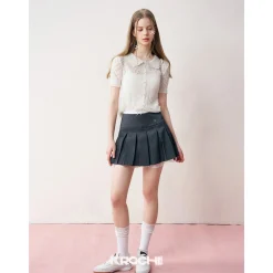 Kroche Diamond Hollow Out Knit Top White