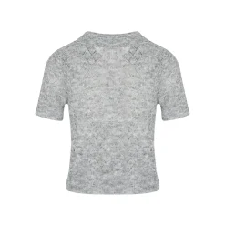 Kroche Diamond Hollow Out Knit Top Gray